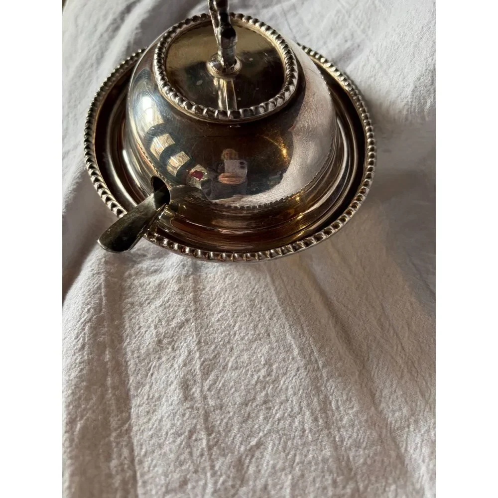 Bombay Silverplated Jam Butter Serving Dish with Jam/Butter Knife  Made in India